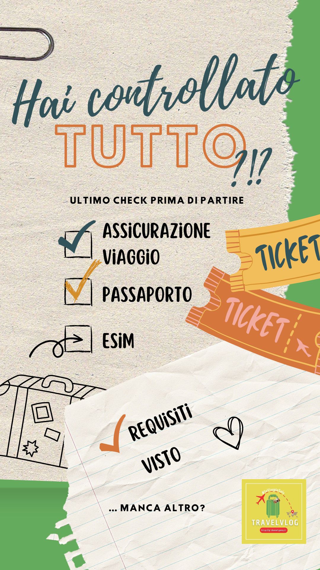 Check list prima del viaggio!